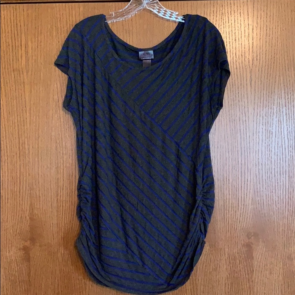 Dark grey and blue maternity top